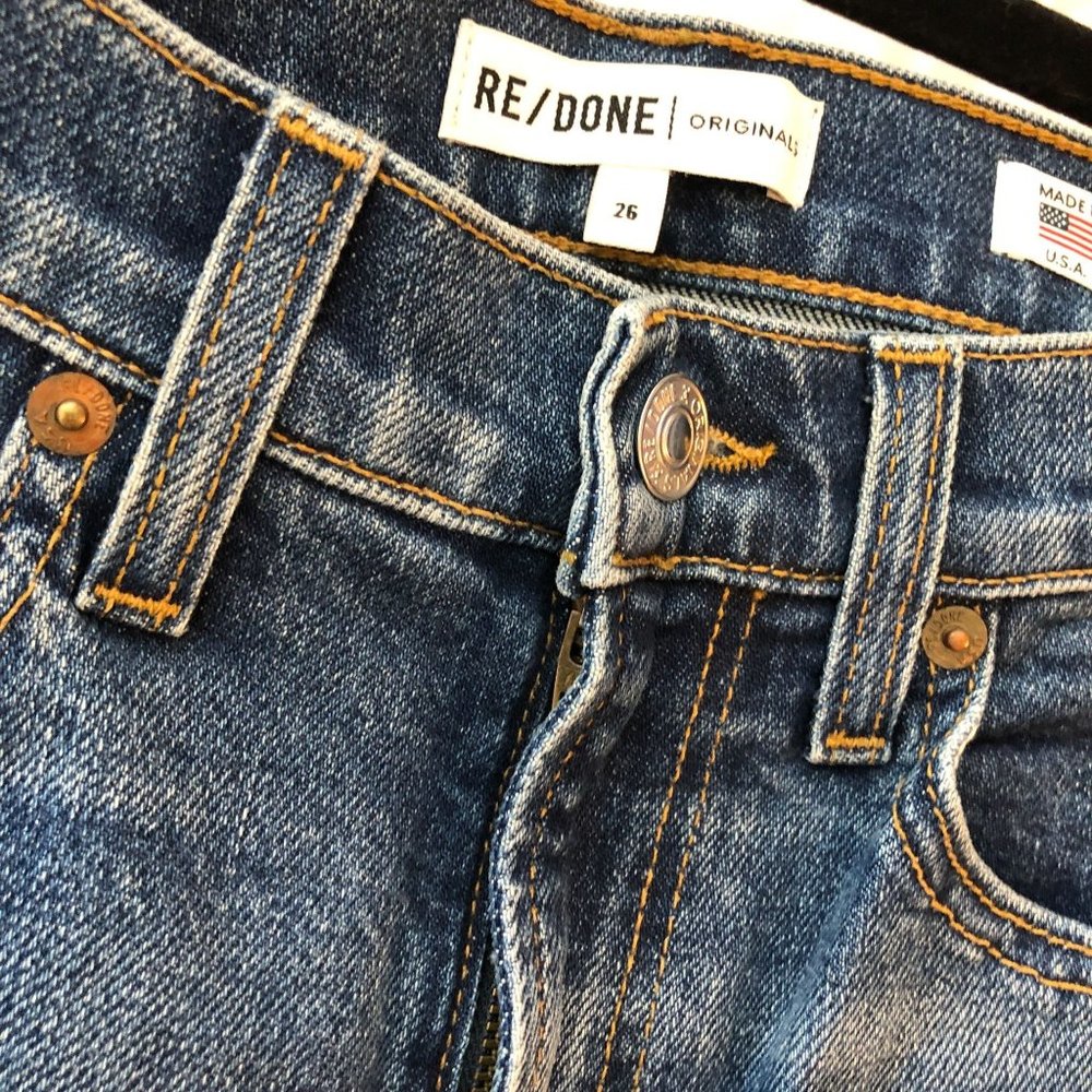 Re/Done Womens Jeans Mid Rise Kick Flare Mid 70s Wash Zip Fly 26 - Picture 5 of 7
